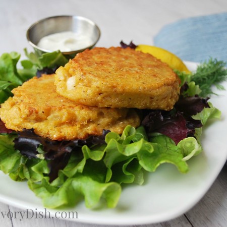 Salmon patties plate