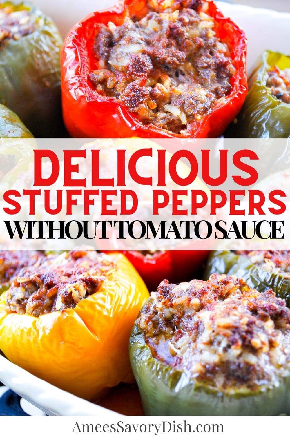 These gluten-free old-fashioned stuffed peppers are made with only a few simple ingredients. Steamed rice, lean ground beef, parmesan cheese, and spices are stuffed into colorful bell peppers, drizzled with olive oil, and baked to perfection. via @Ameessavorydish