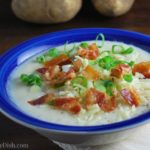 A simple lightened up slow cooker potato soup recipe that's healthy and delicious
