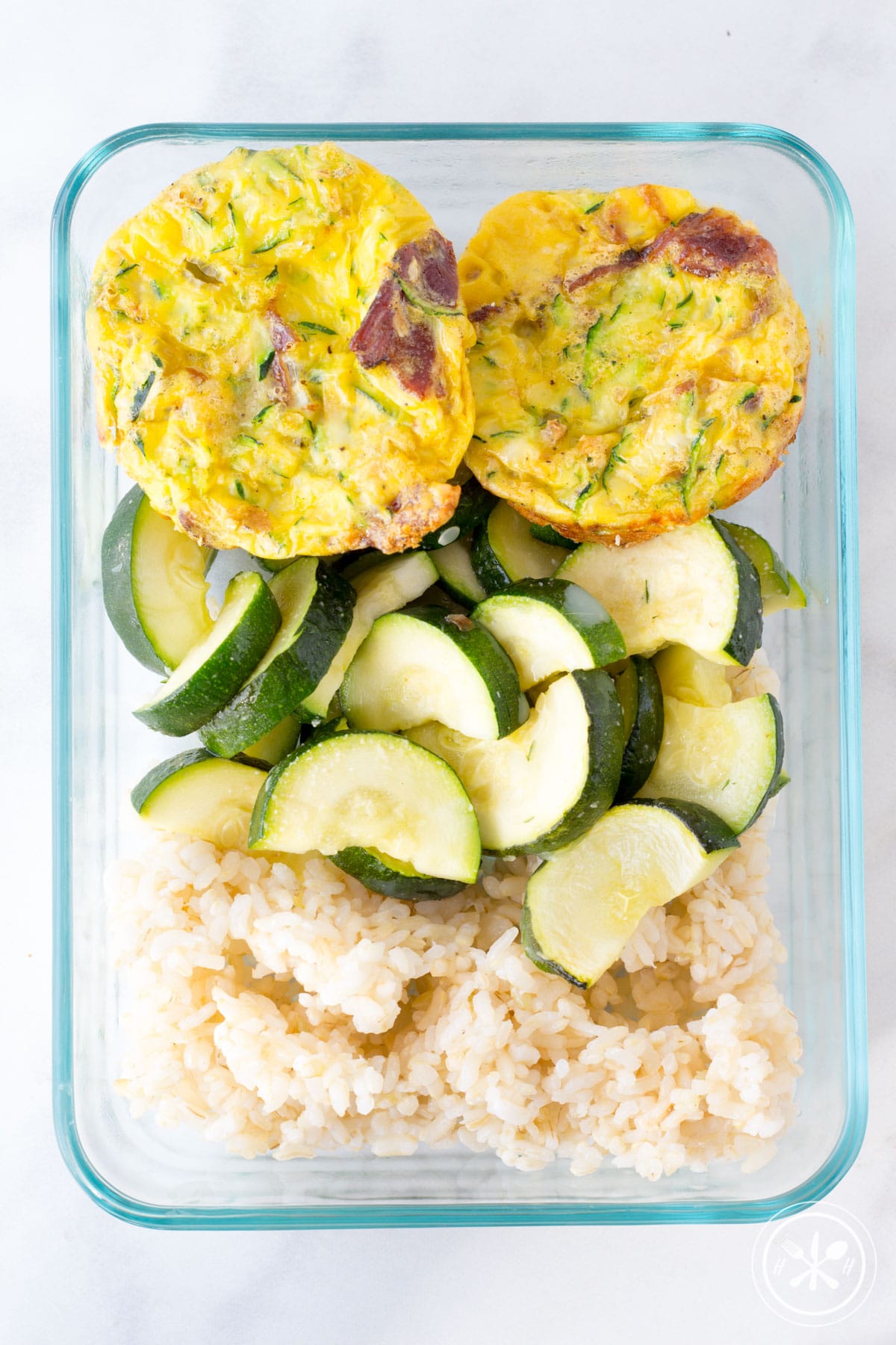 Egg muffins with zucchini in a meal prep container