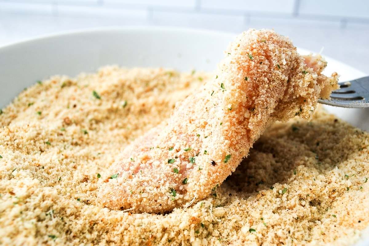 chicken breast dipped in breading