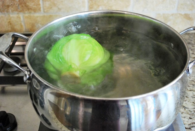 boiling cabbage on the stovetop