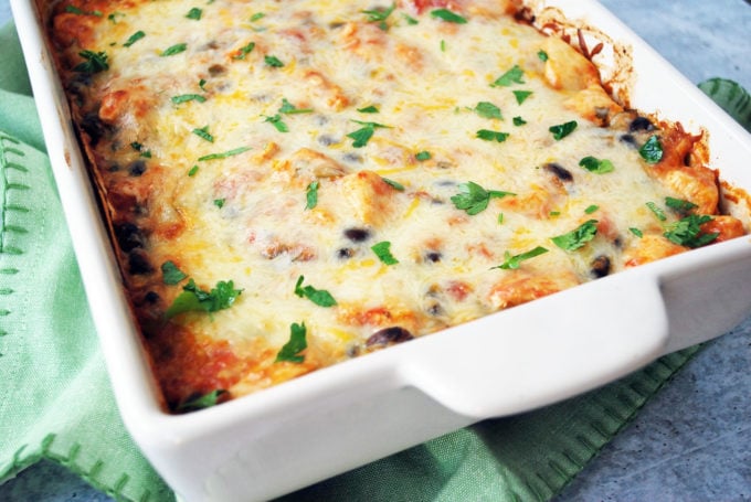Easy Mexican Chicken casserole fresh from the oven