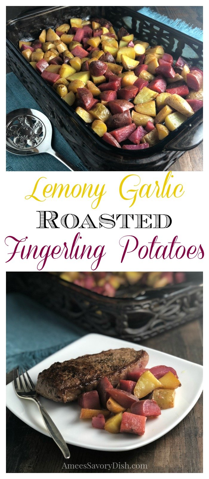 Roasted Lemony Garlic Fingerling Potatoes pinterest collage