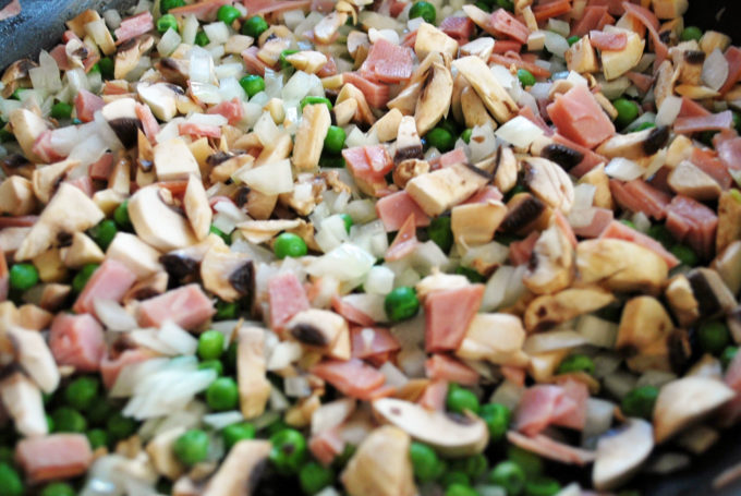 chopped ham and vegetables