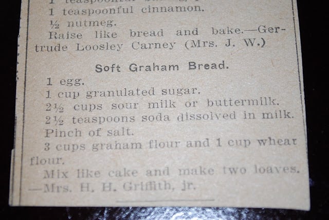 Vintage soft graham bread recipe