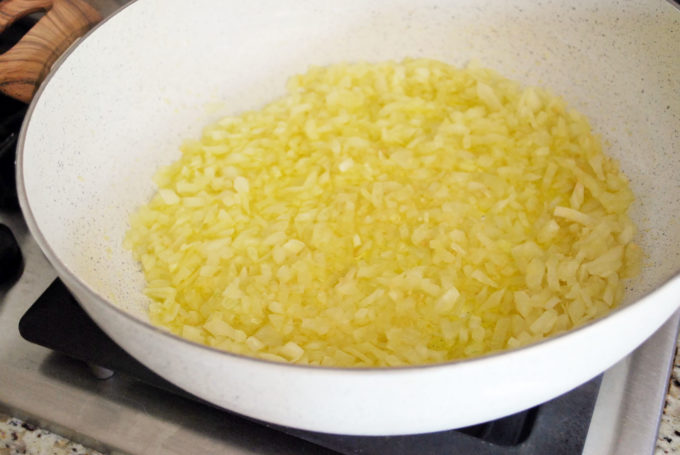 sautéed onion and garlic for easy Mexican burritos