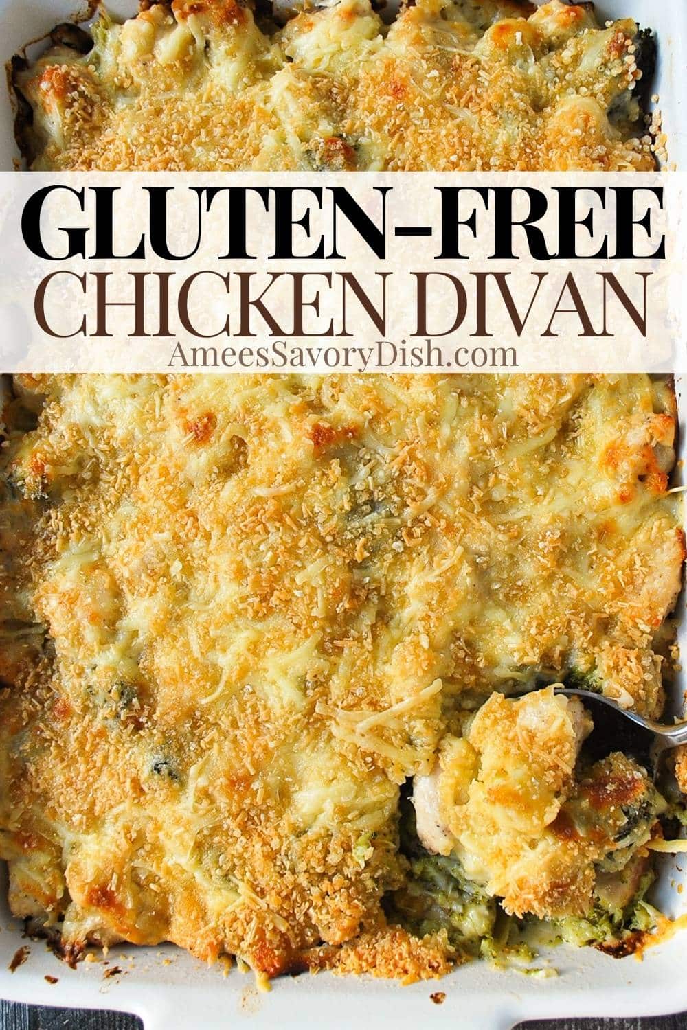 This Gluten-free Chicken Divan delivers broccoli florets and succulent chicken in a rich, creamy, and incredibly cheesy casserole. via @Ameessavorydish