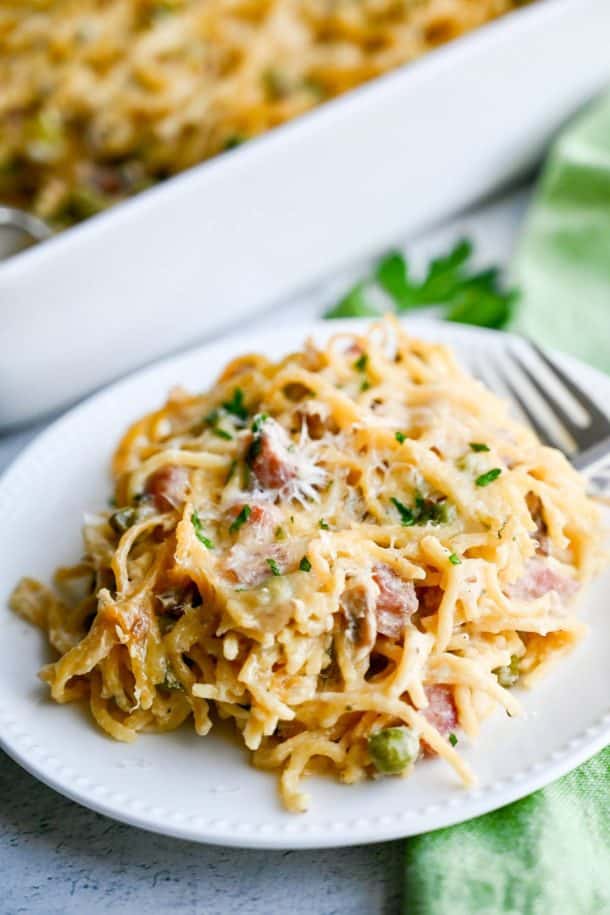 Ham Spaghetti Casserole - Amee's Savory Dish