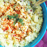 homemade potato salad with olives