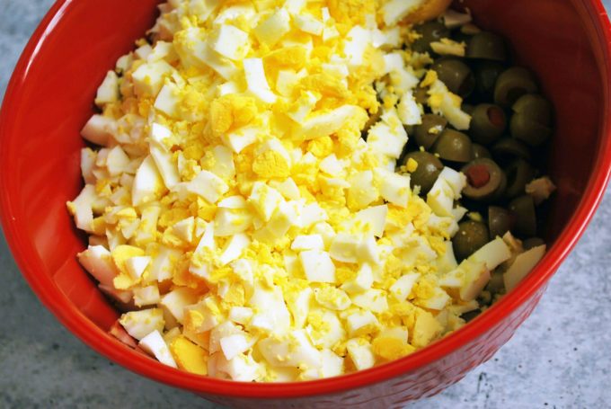 chopped egg for southern potato salad