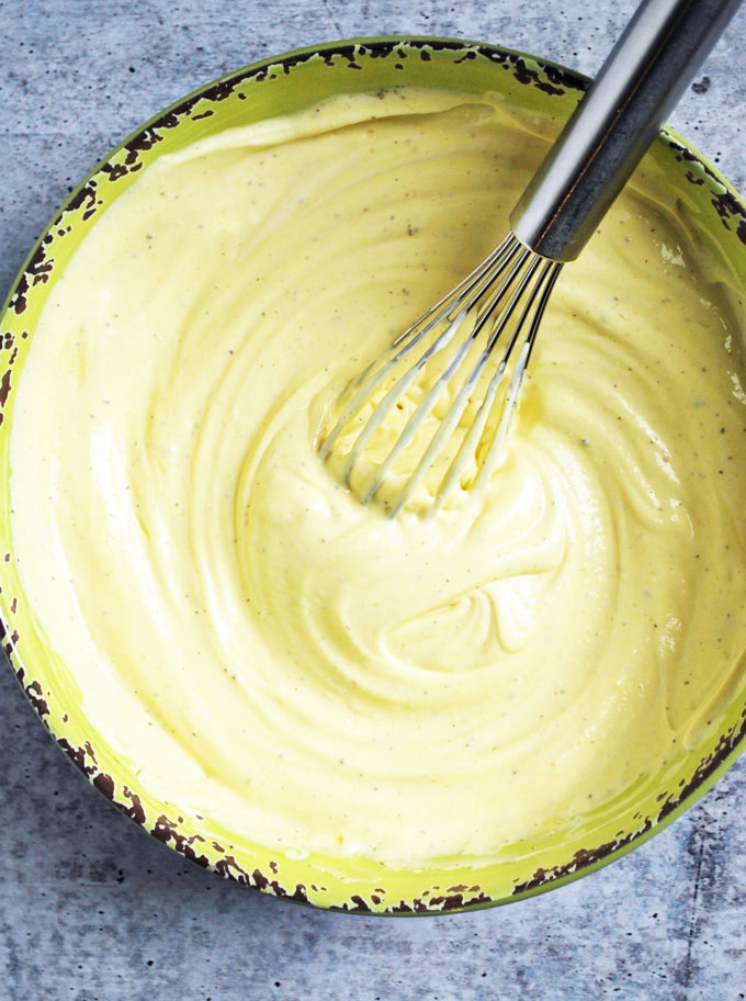 Whisked dressing for southern potato salad