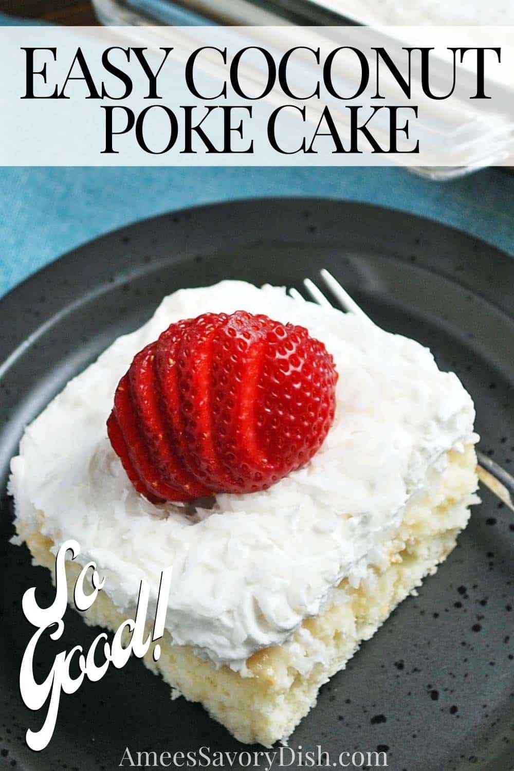 My mother has been making this coconut poke cake recipe for years.  It brings back special memories from my childhood.  It's a quick and easy cake recipe made with boxed white cake mix, frozen coconut, whole milk, sugar, eggs, vanilla, and frozen whipped topping. #coconutcake #iceboxcake #easycoconutcake via @Ameessavorydish