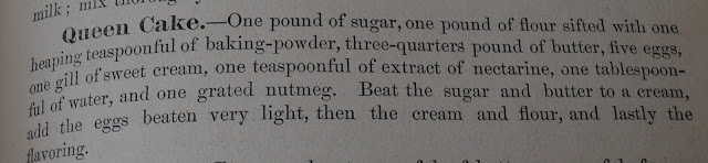copy of the Queen Cake recipe in a cookbook