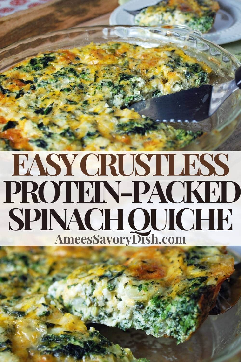 This low-carb cottage cheese crustless quiche is a delicious meal that's high in protein, packed with veggies, and full of flavor. via @Ameessavorydish