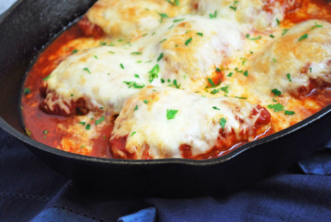 Easy baked chicken parmesan hot out of the oven