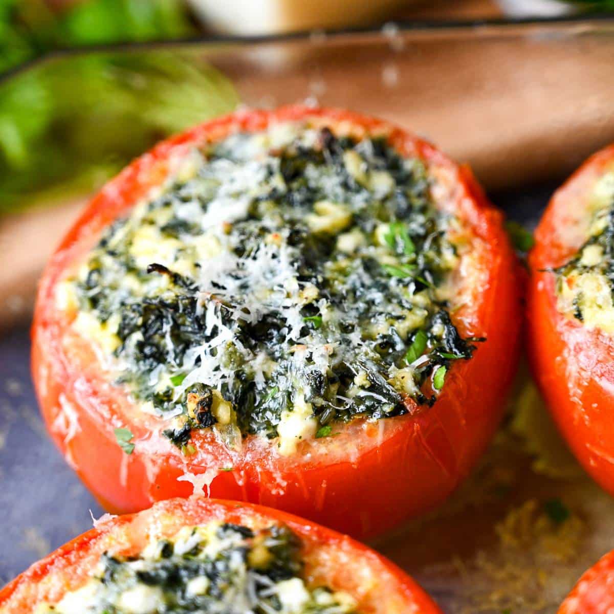 Baked Stuffed Tomatoes with Spinach and Cottage Cheese