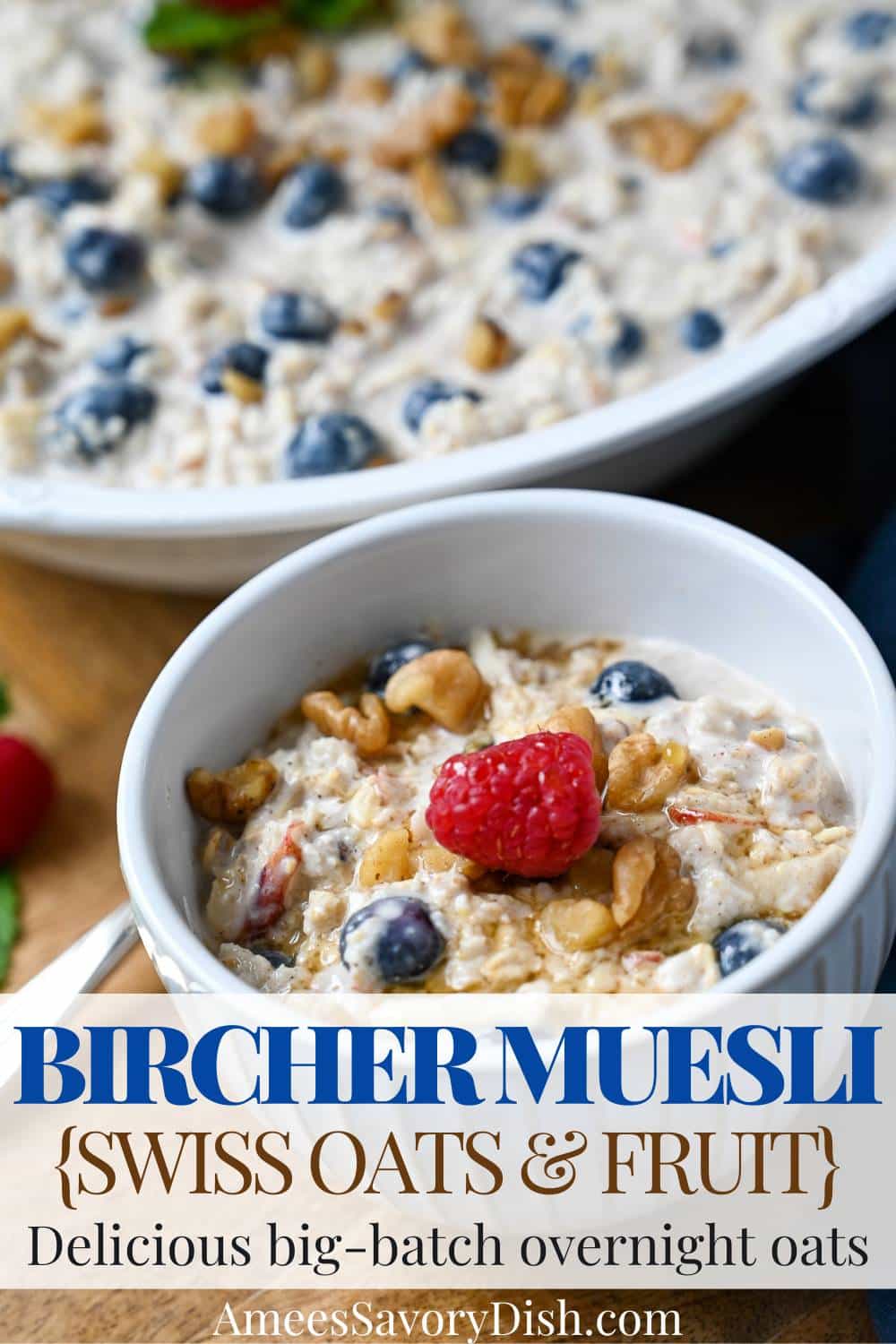 These big-batch overnight oats {aka Bircher muesli} are a breeze to throw together and make a healthy hearty breakfast. via @Ameessavorydish
