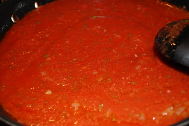 marinara sauce in a pan