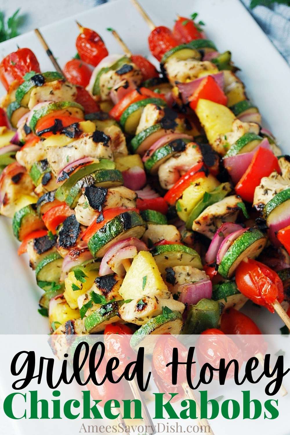 This easy and flavorful recipe for Grilled Honey Chicken Kabobs is the perfect way to enjoy healthy grilled chicken and vegetables! via @Ameessavorydish