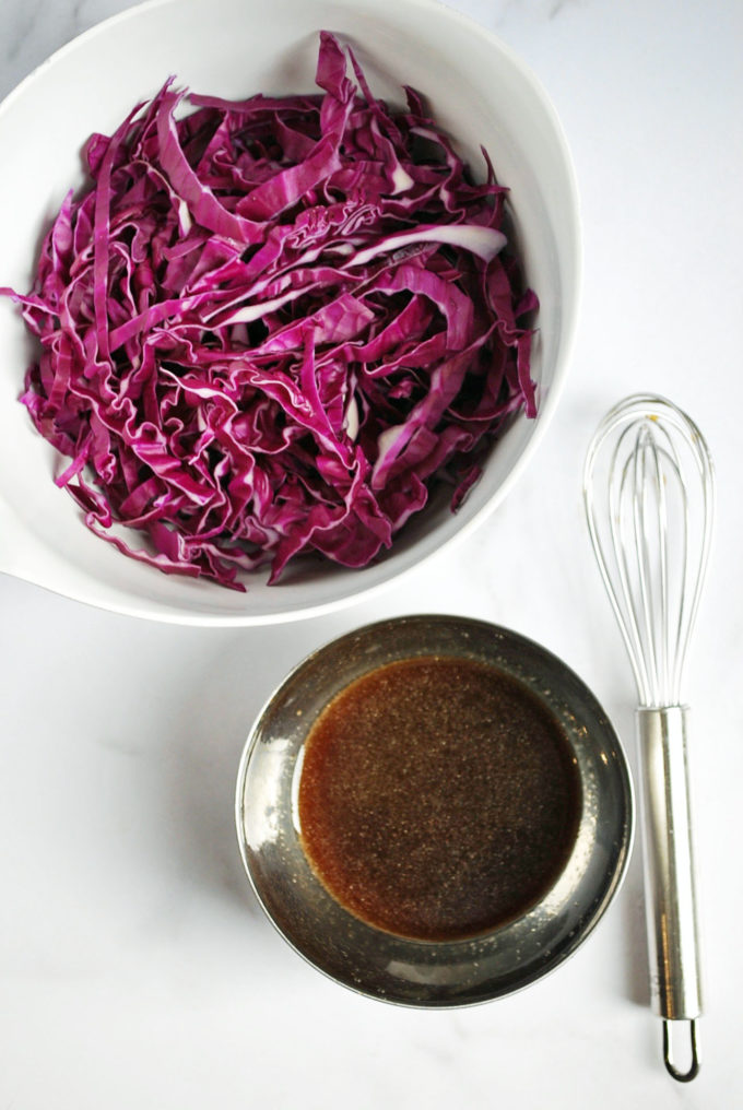 Red cabbage slaw for Asian-style Pork Burgers
