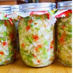 jars of homemade sweet relish