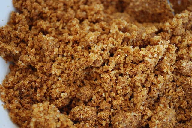 Easy homemade graham cracker crust ready to press into pie plate