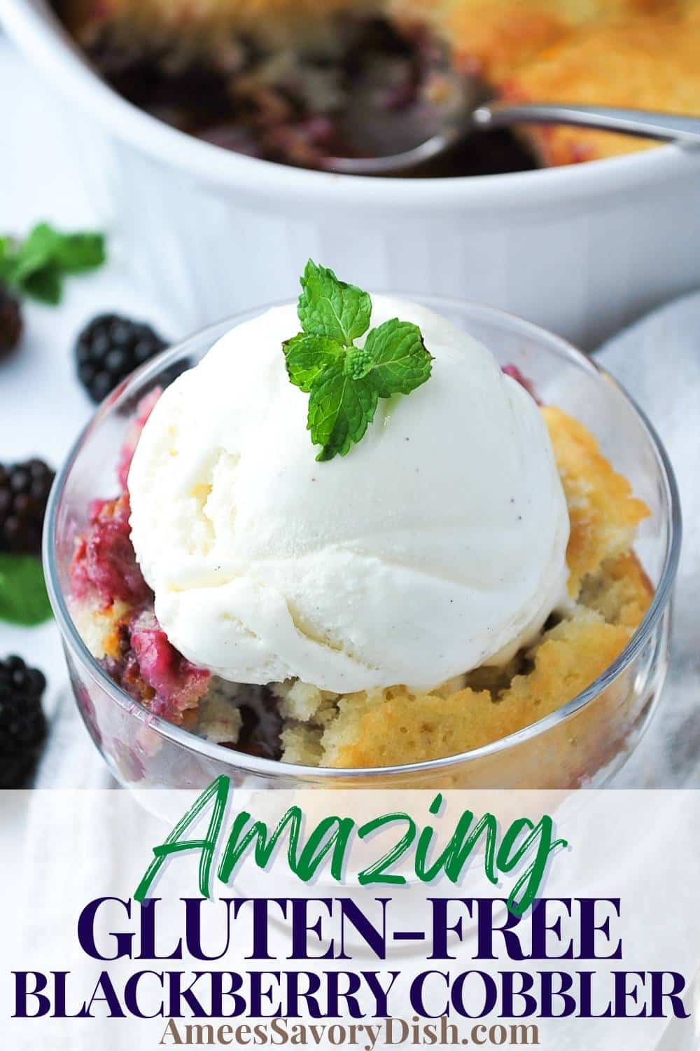 This easy Gluten-Free Blackberry Cobbler is the ultimate summer dessert. Inspired by classic Southern blackberry cobbler, this gluten-free version is just as delicious as the original. via @Ameessavorydish