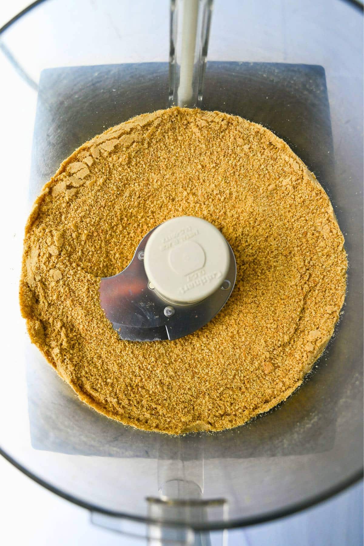 graham cracker crumbs in a food processor