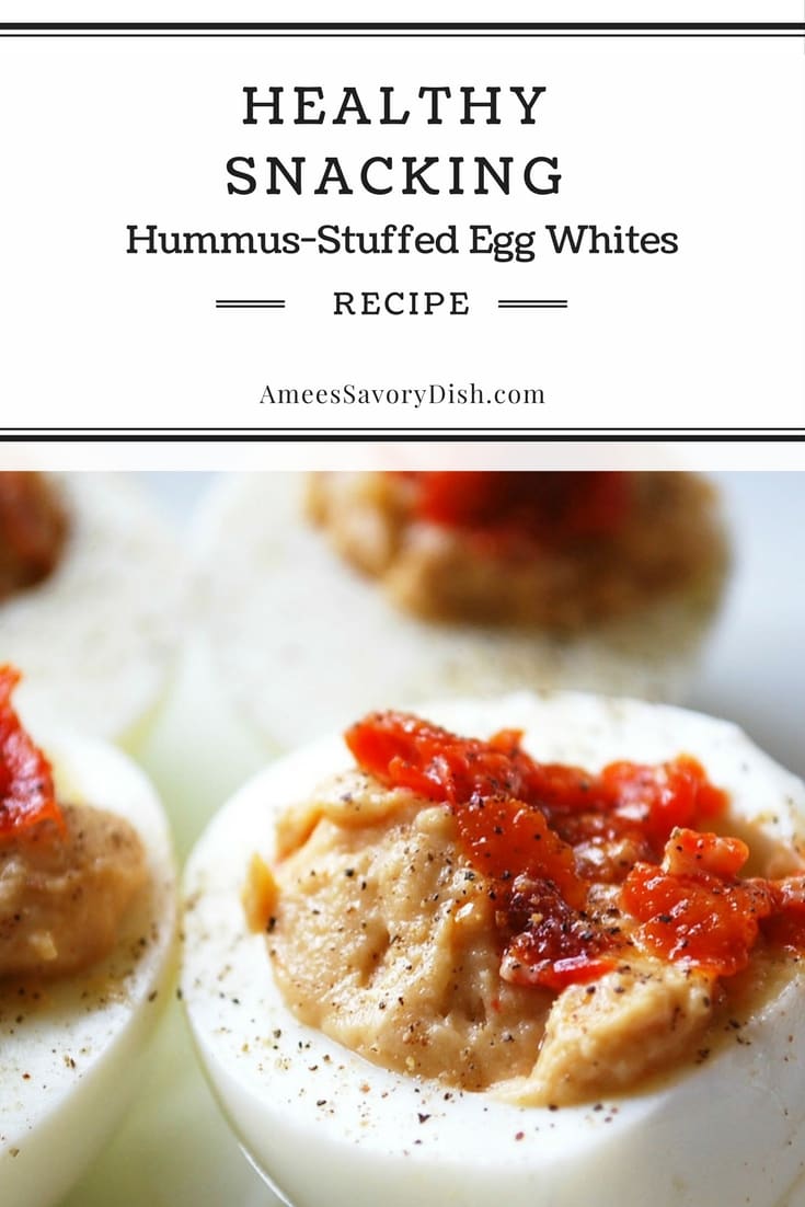 Hummus-stuffed egg whites for a delicious protein-packed healthy snack via @Ameessavorydish