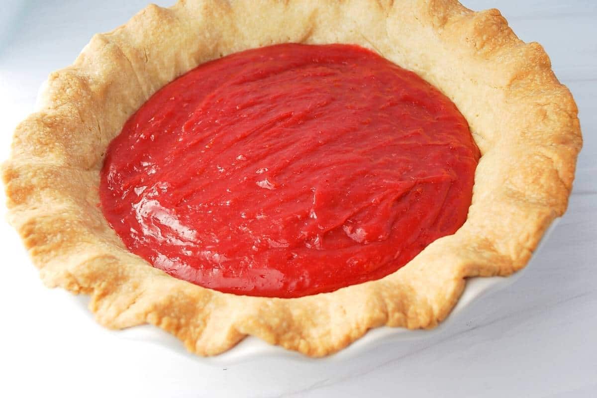 blood orange custard in a baked pie shell
