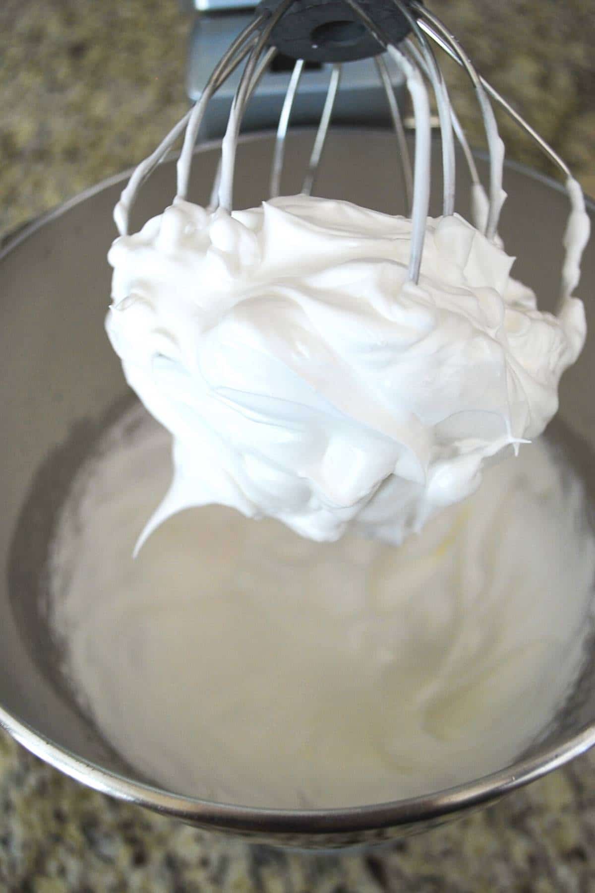 meringue on a stand mixer whisk