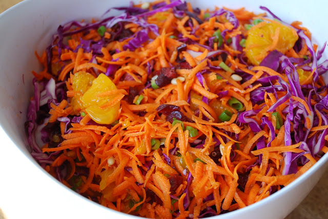Cabbage salad ingredients in a large bowl