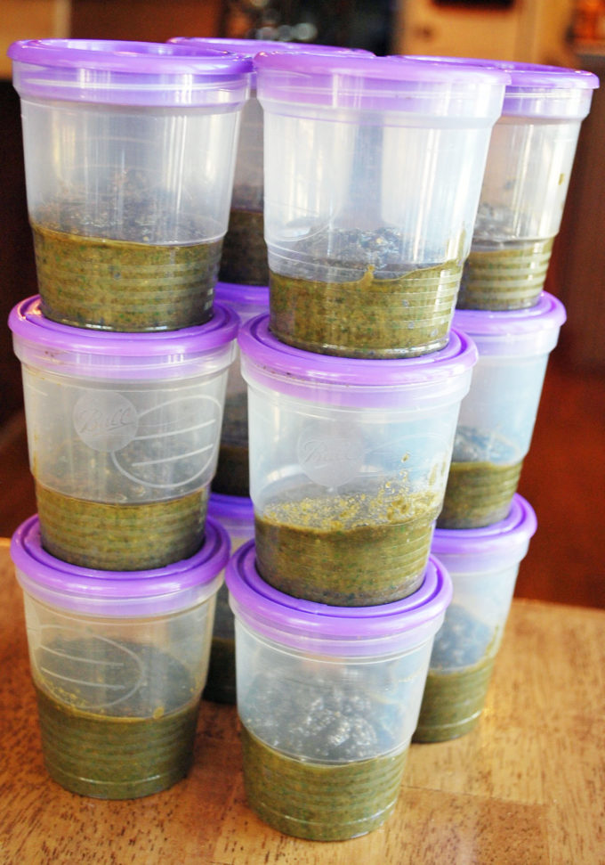 homemade pesto in storage containers