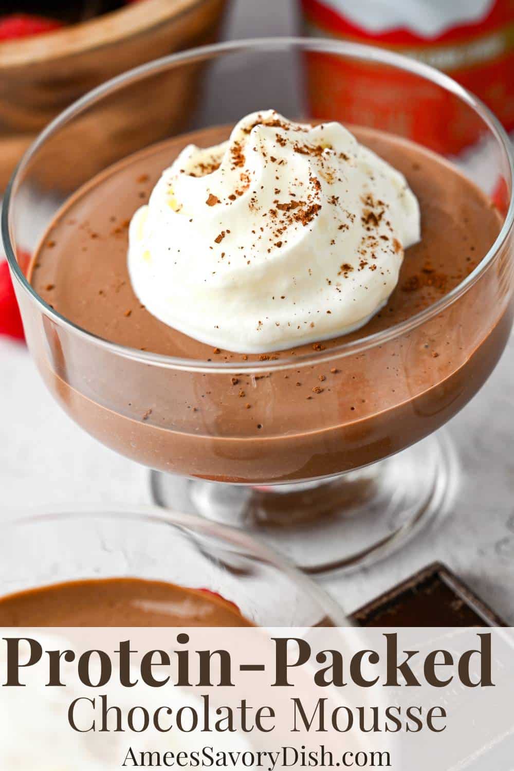 This delicious chocolate mousse not only satisfies your sweet tooth but also packs an impressive punch of protein! via @Ameessavorydish