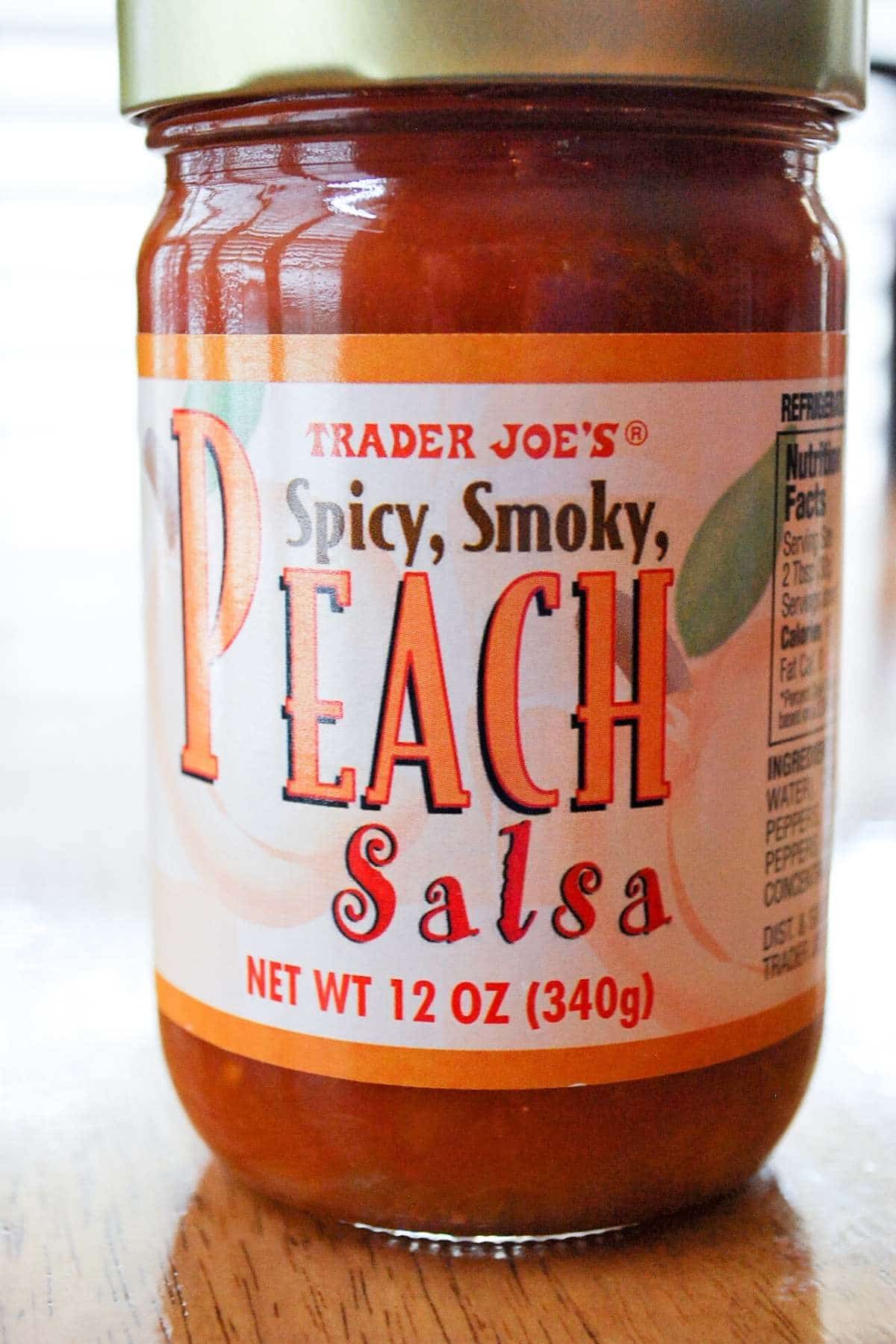 Trader Joe's peach salsa jar