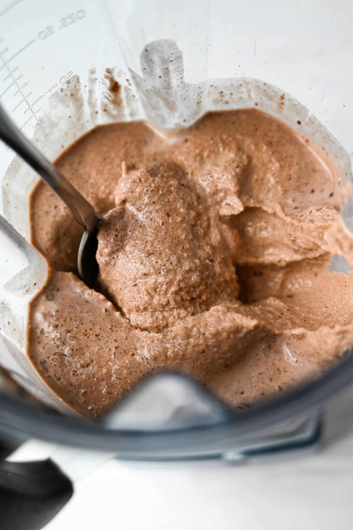 vegan chocolate ice cream in a vitamix canister