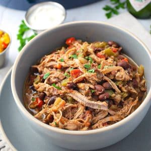 close up of a bowl of pork chili