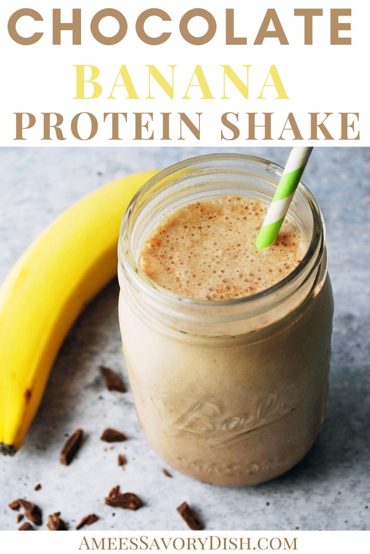 Whey protein shake lovers, you're going to love this quick and easy protein shake recipe!  It's made with only four ingredients and blends up in a snap. via @Ameessavorydish