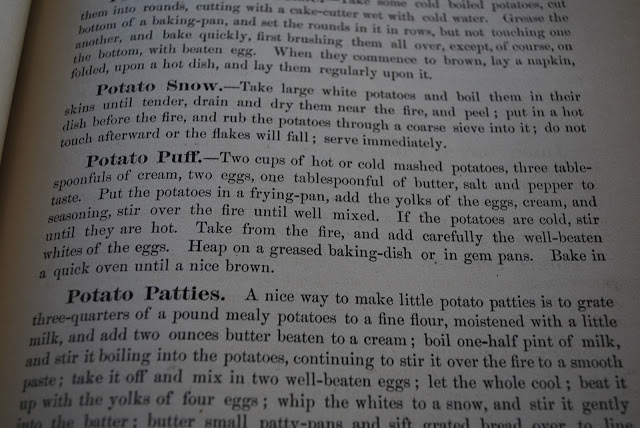 Potato Puff recipe text from a vintage cookbook