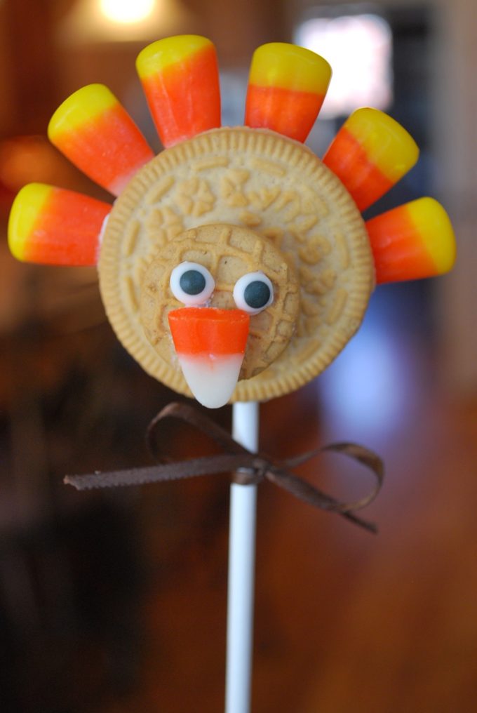 Oreo Turkey Cookies On A Stick