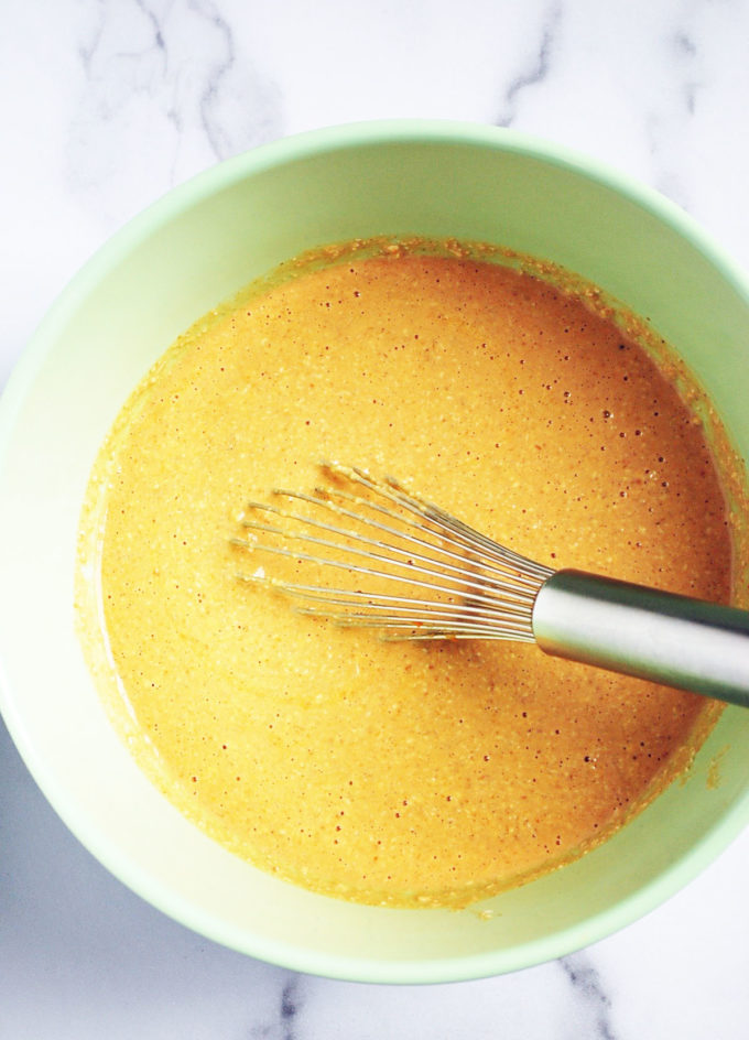 batter for pumpkin oat flour pancakes