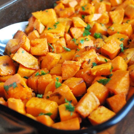 rosemary sweet potatoes on a baking sheet