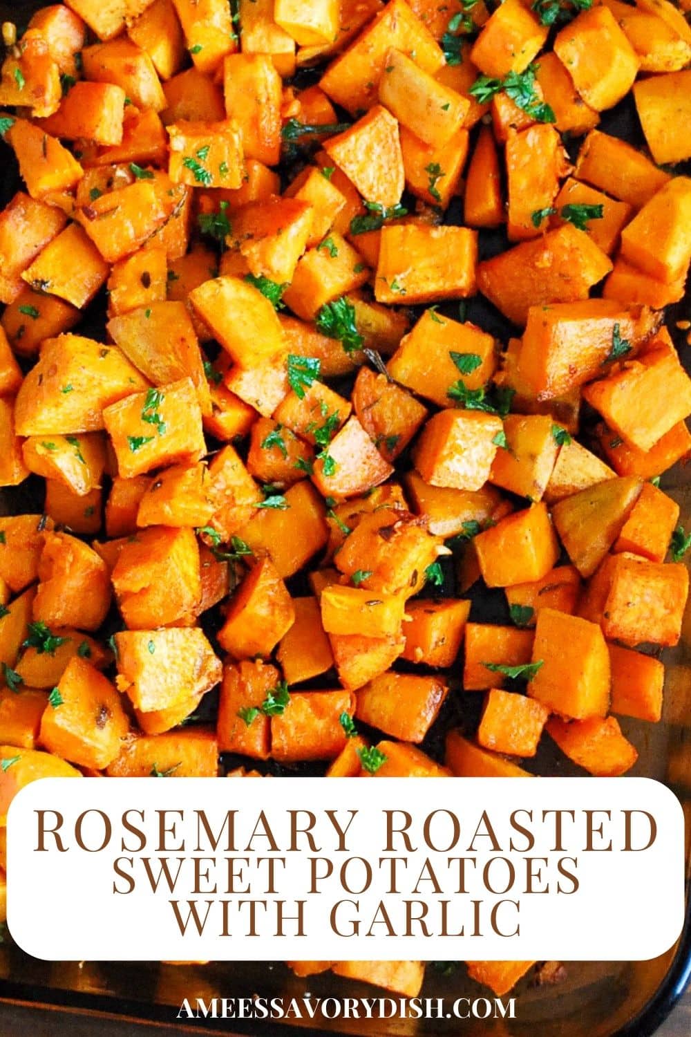 Rosemary Roasted Sweet Potatoes will steal the show at your holiday table! This easy side dish recipe is healthy and delicious! via @Ameessavorydish