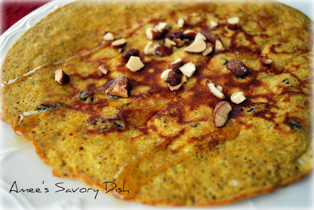 Pumpkin oat pancakes are wholesome pumpkin pancakes, using protein powder instead of flour. They're hearty, healthy, and delicious!
