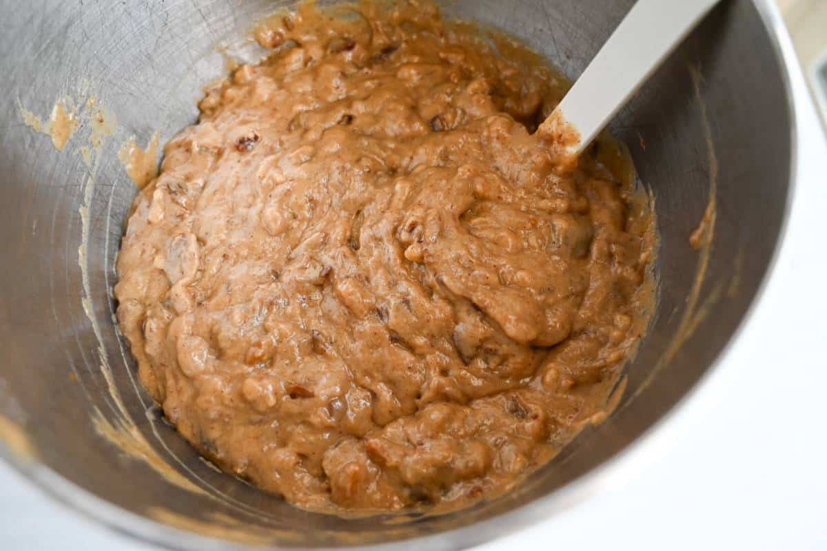 date nut batter mixed in a bowl