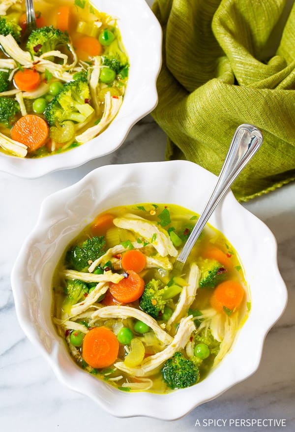 bowl of chicken detox soup