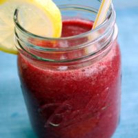 frozen strawberry lemonade in a mason jar