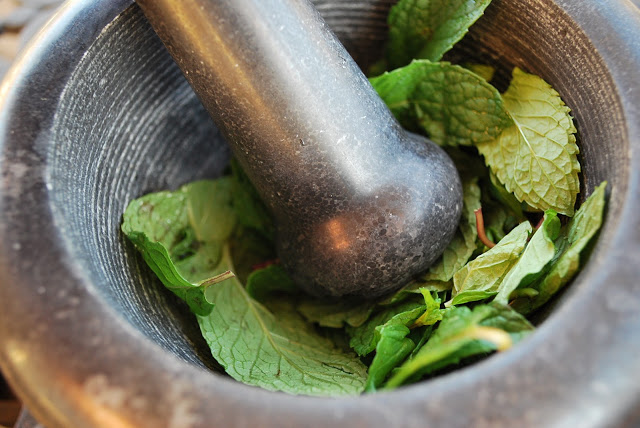 muddled fresh mint