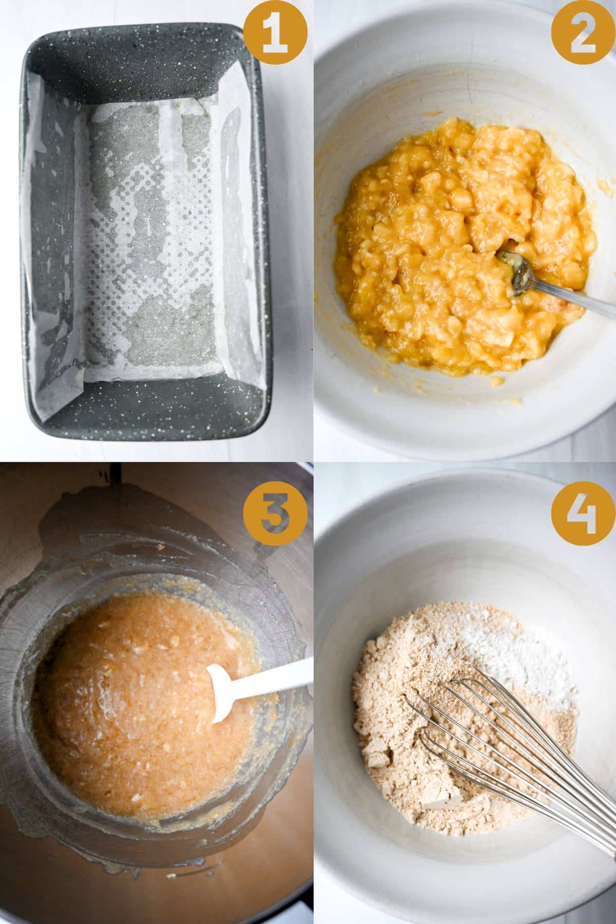 steps for making oat banana bread batter